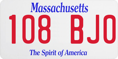MA license plate 108BJ0