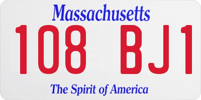 MA license plate 108BJ1