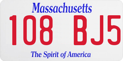 MA license plate 108BJ5