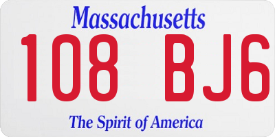 MA license plate 108BJ6