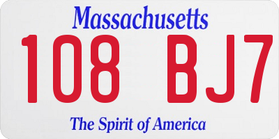 MA license plate 108BJ7