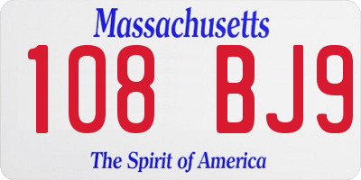 MA license plate 108BJ9