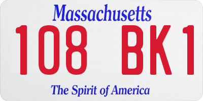 MA license plate 108BK1