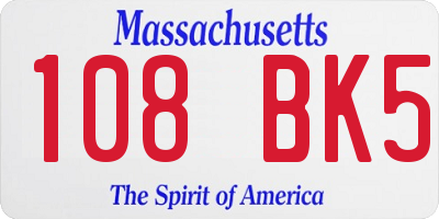 MA license plate 108BK5