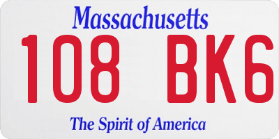 MA license plate 108BK6