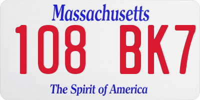 MA license plate 108BK7