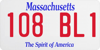MA license plate 108BL1