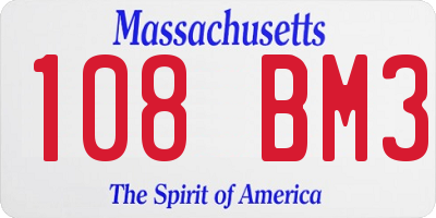 MA license plate 108BM3