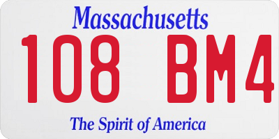MA license plate 108BM4