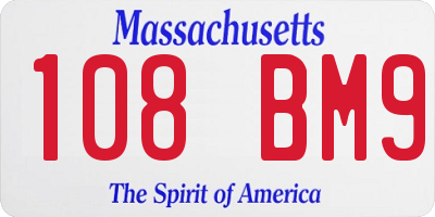 MA license plate 108BM9
