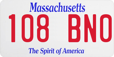 MA license plate 108BN0