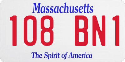 MA license plate 108BN1