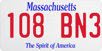 MA license plate 108BN3