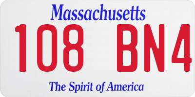MA license plate 108BN4