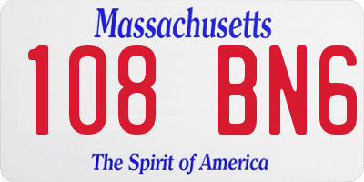 MA license plate 108BN6