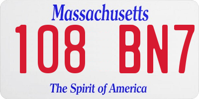 MA license plate 108BN7