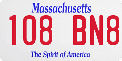 MA license plate 108BN8