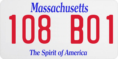 MA license plate 108BO1