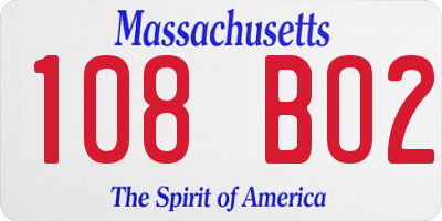 MA license plate 108BO2