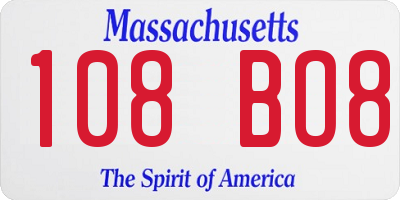 MA license plate 108BO8