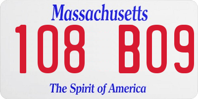 MA license plate 108BO9