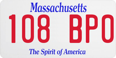 MA license plate 108BP0