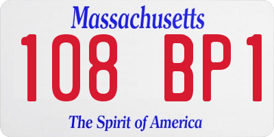 MA license plate 108BP1
