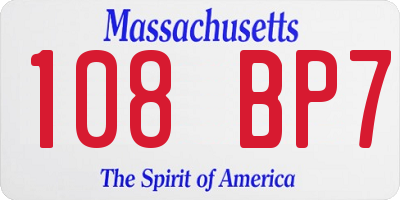 MA license plate 108BP7