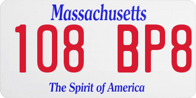 MA license plate 108BP8
