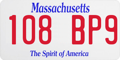 MA license plate 108BP9