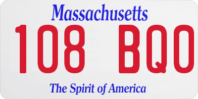 MA license plate 108BQ0