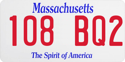MA license plate 108BQ2