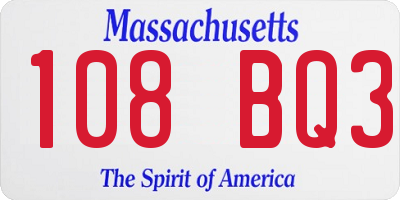 MA license plate 108BQ3