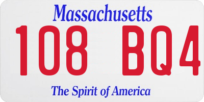 MA license plate 108BQ4