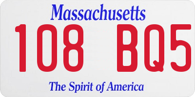 MA license plate 108BQ5