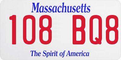 MA license plate 108BQ8