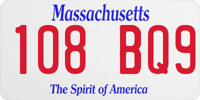MA license plate 108BQ9