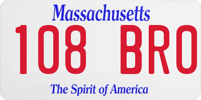 MA license plate 108BR0