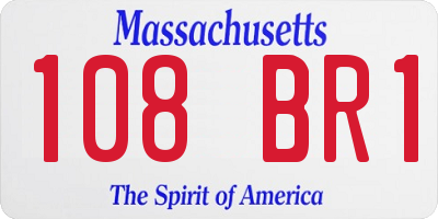 MA license plate 108BR1