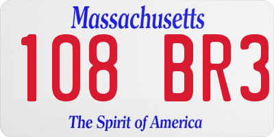 MA license plate 108BR3