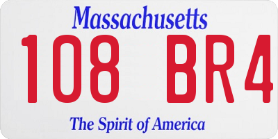 MA license plate 108BR4
