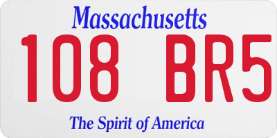 MA license plate 108BR5