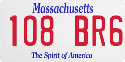 MA license plate 108BR6