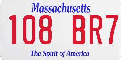 MA license plate 108BR7