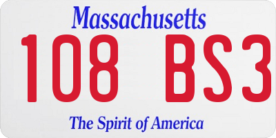MA license plate 108BS3