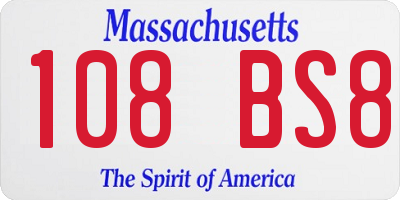 MA license plate 108BS8