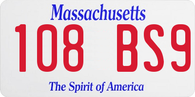 MA license plate 108BS9