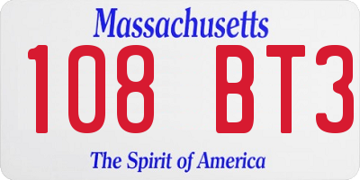 MA license plate 108BT3