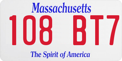 MA license plate 108BT7