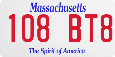 MA license plate 108BT8